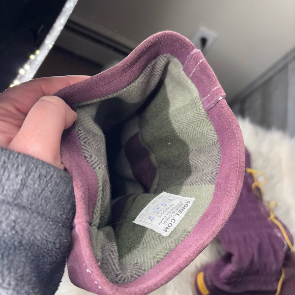 Sorel Boots Womens 9 Burgundy Purple Firenzy Tall Scrunch Slouch Lace Up Boho - Picture 7 of 8